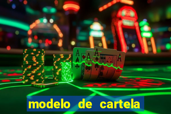 modelo de cartela de bingo em branco